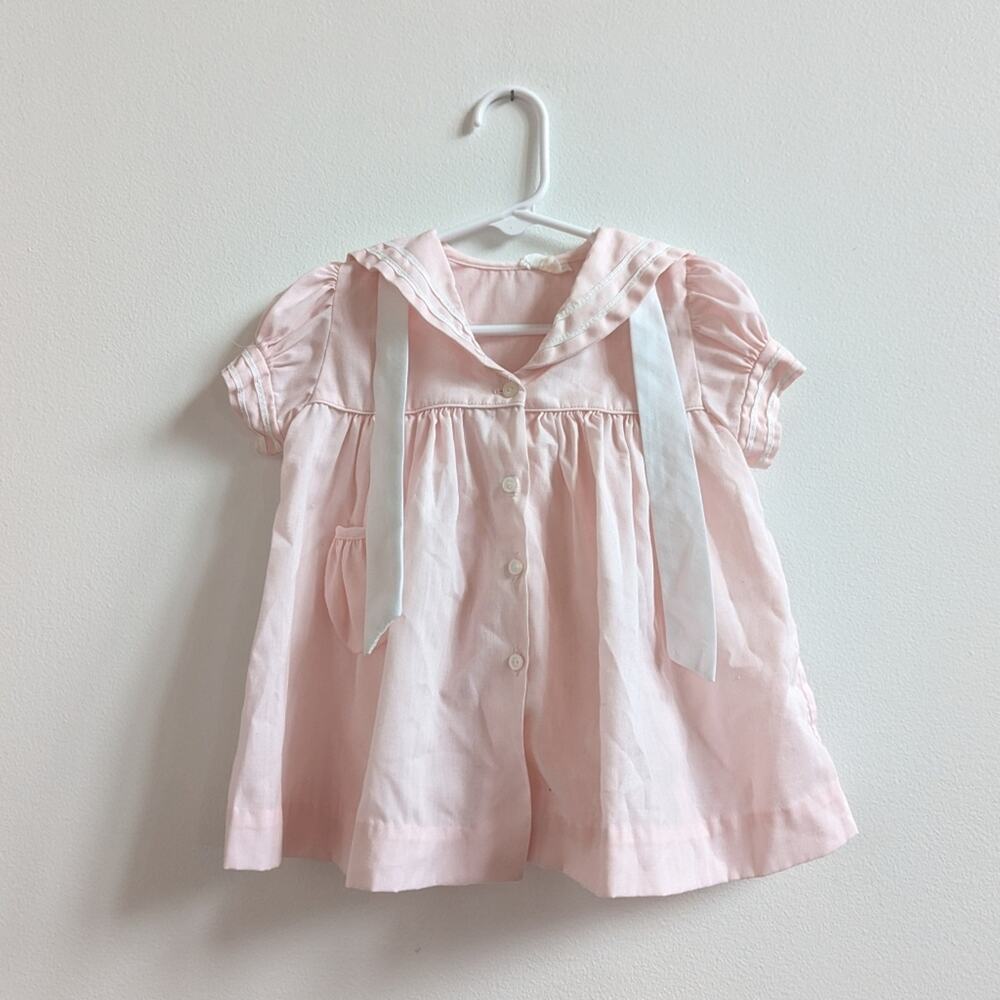 Vtg Ci Castro Co Dress 12m Pink Sailor Knot Classy